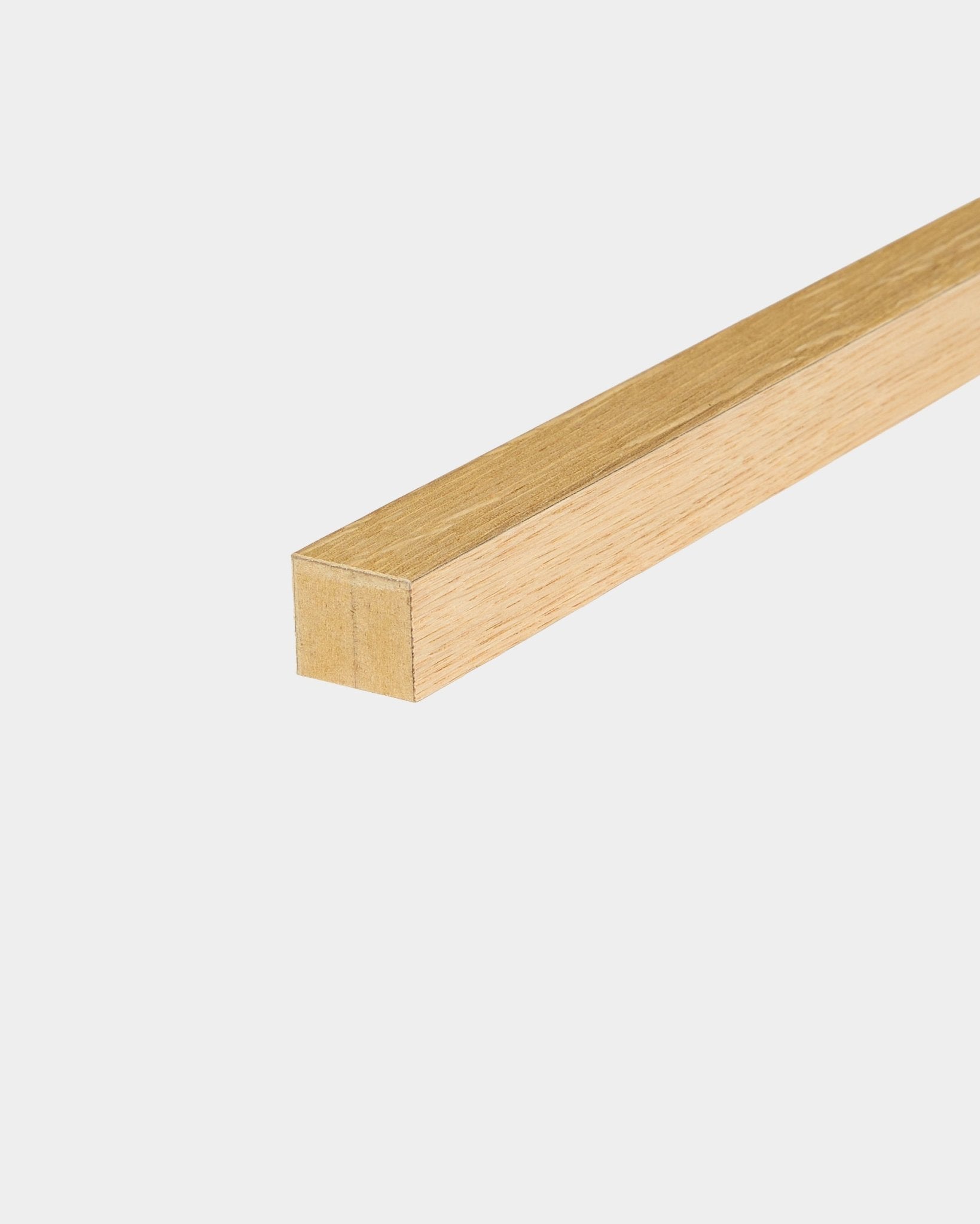 WoodUpp End Lamella in rustic natural oak, 2.2 cm, designed for Akupanel acoustic panel or MDF frame installation, displayed on a plain white background.