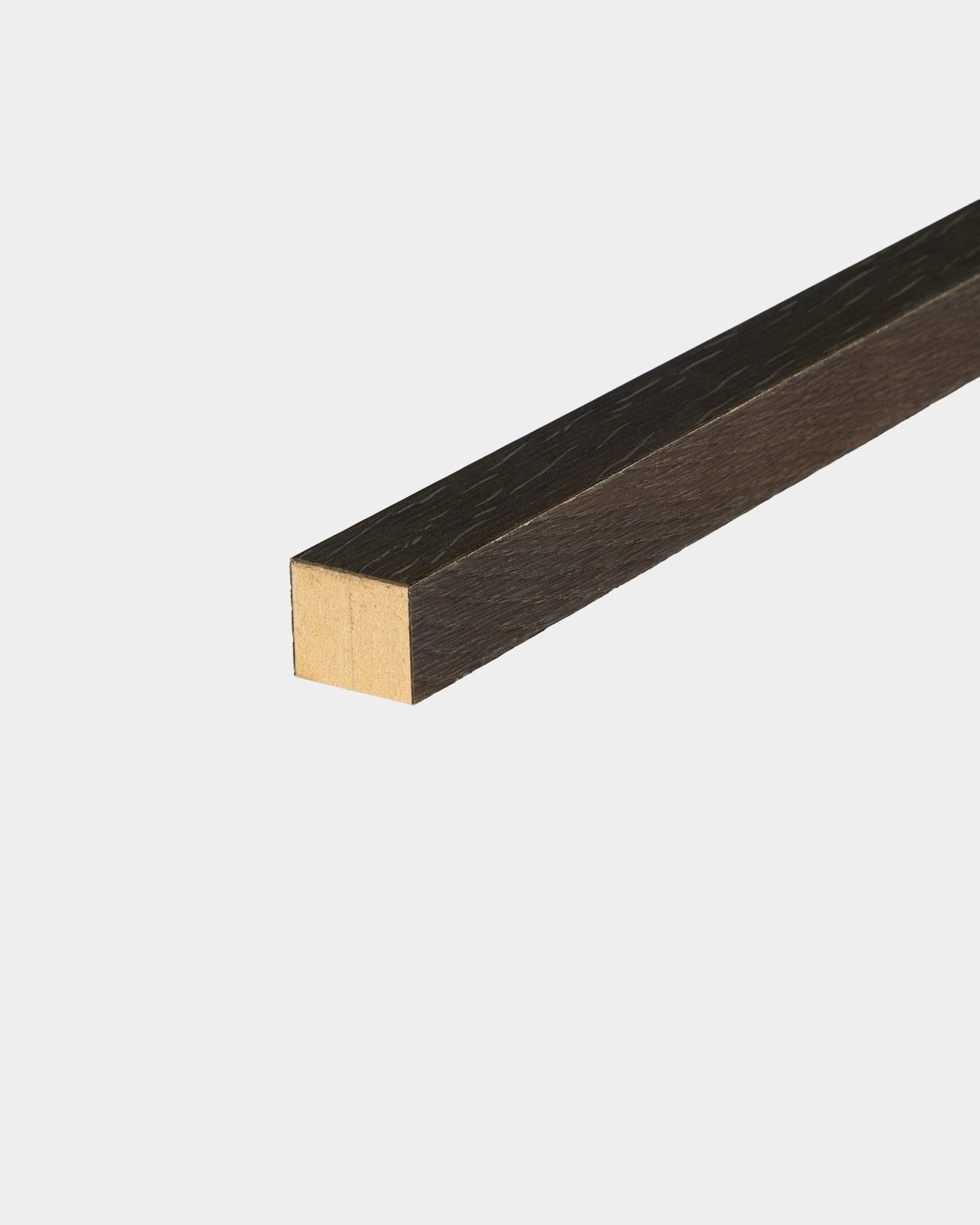 WoodUpp End Lamella in Rustic Smoked Oak, 2.2 cm thick, designed for Akupanel acoustic panel installation or framing MDF panel walls.