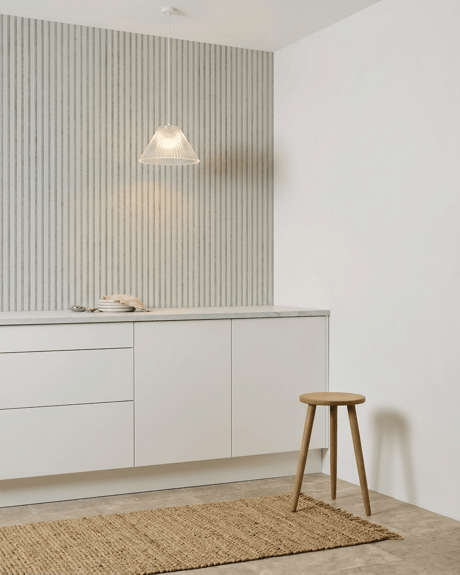 Akupanel | Acoustic Panel / Colored, Snow, Grey Felt, 240 x 60 cm